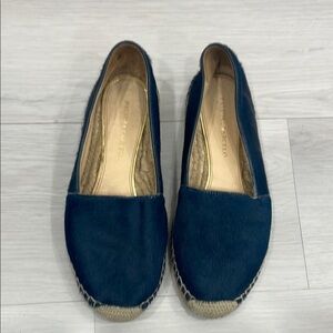 Paloma Barcelo Navy Blue Calf Hair Espadrille Flats Size 38
